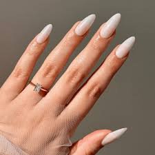 milky white nails
