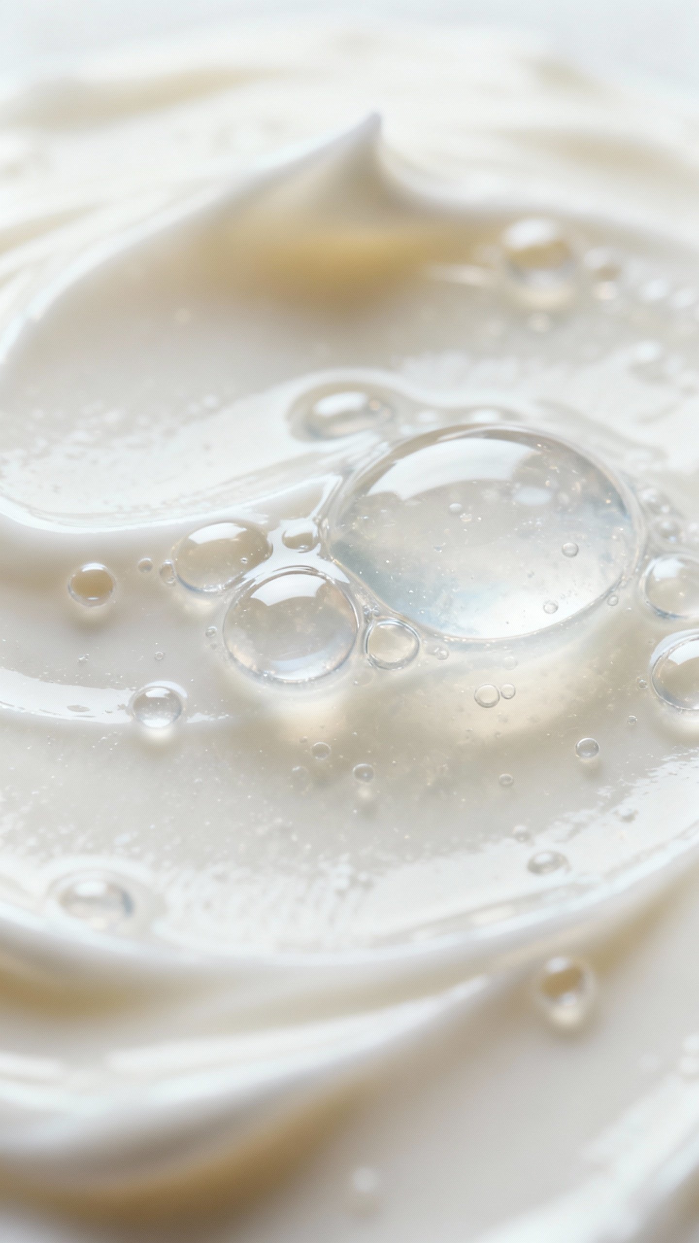 Macro shot of gel-cream moisturizer texture with air bubbles