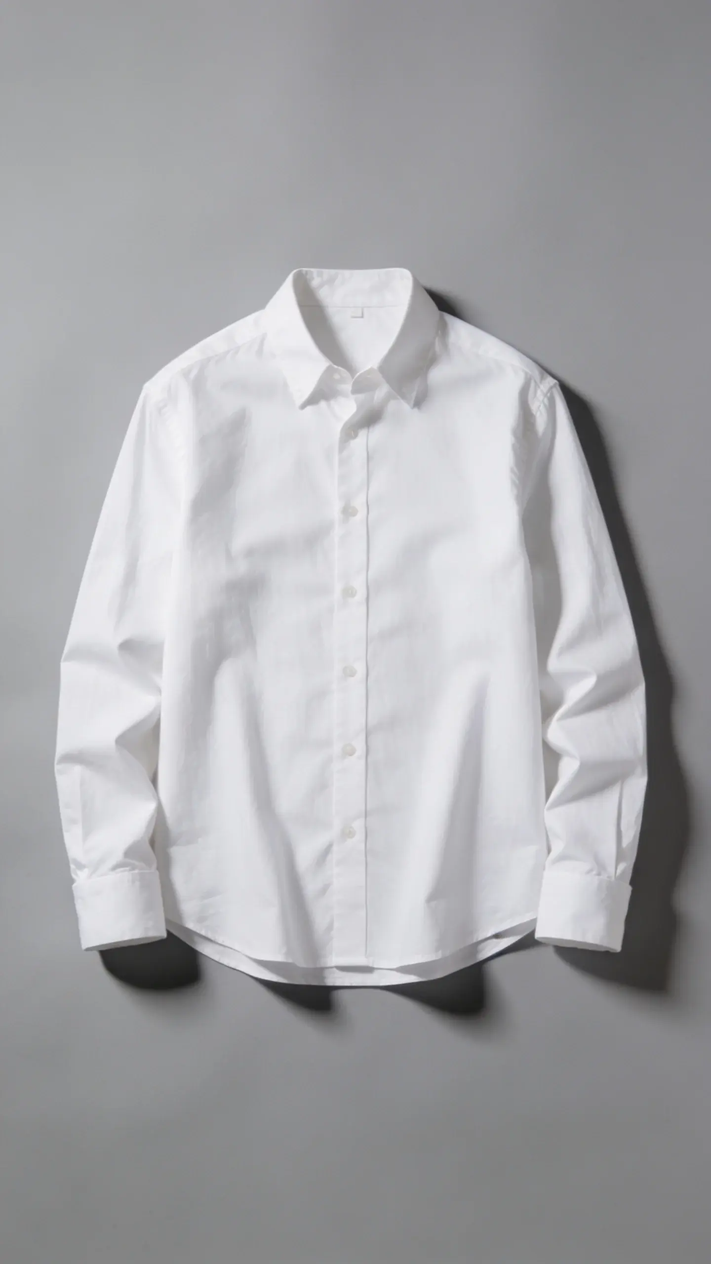white cotton poplin shirt on matte gray backdrop