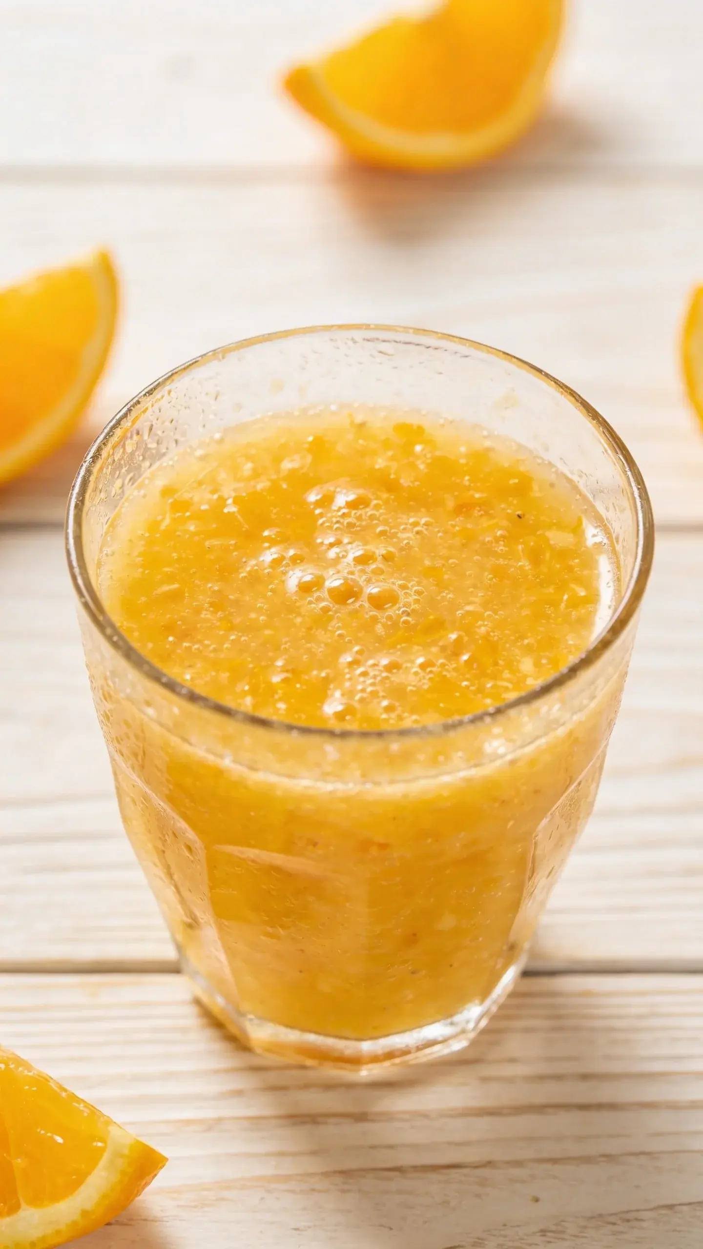 Collagen-rich citrus smoothie in clear glass
