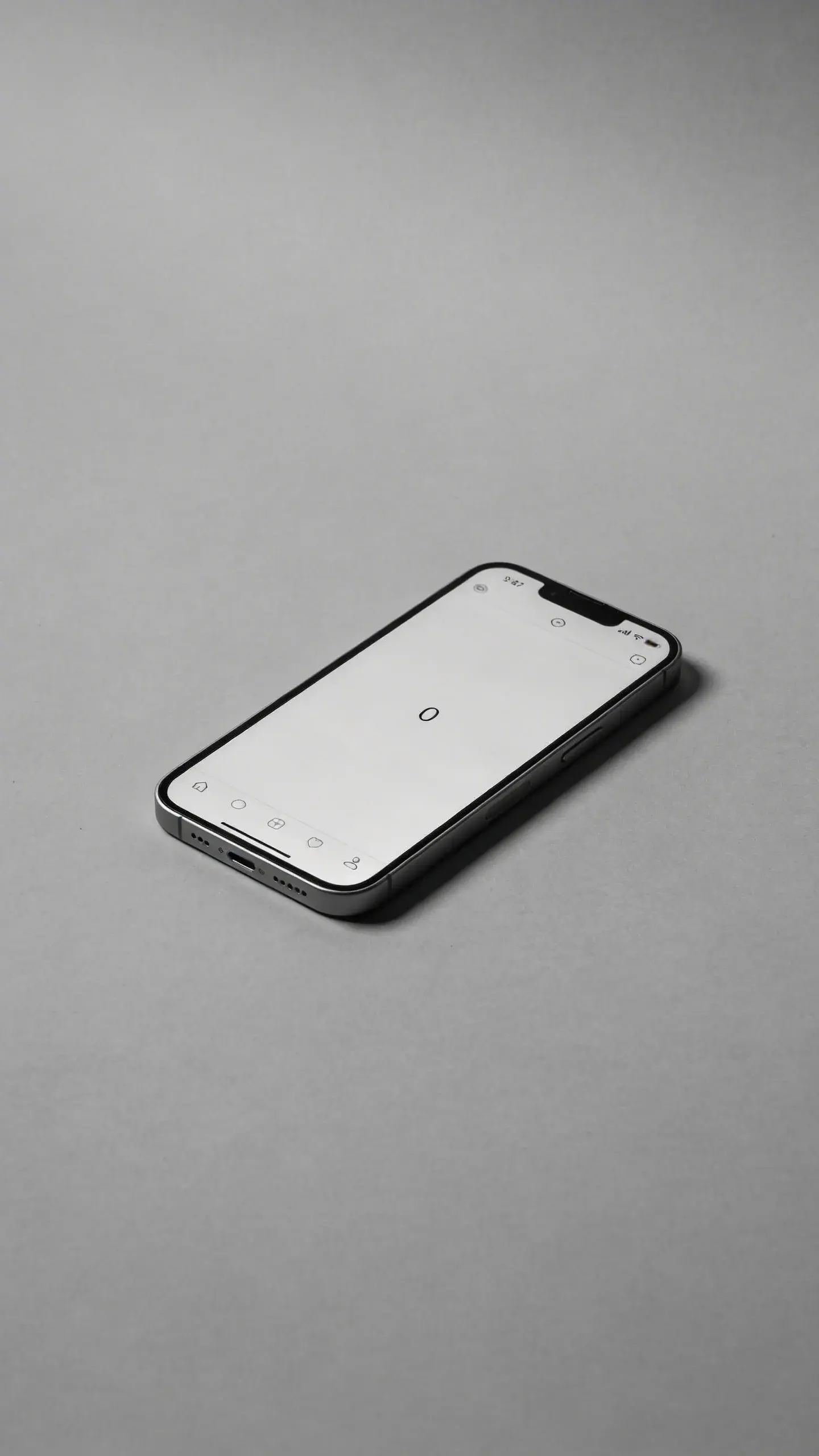 smartphone with zero notifications on plain gray background