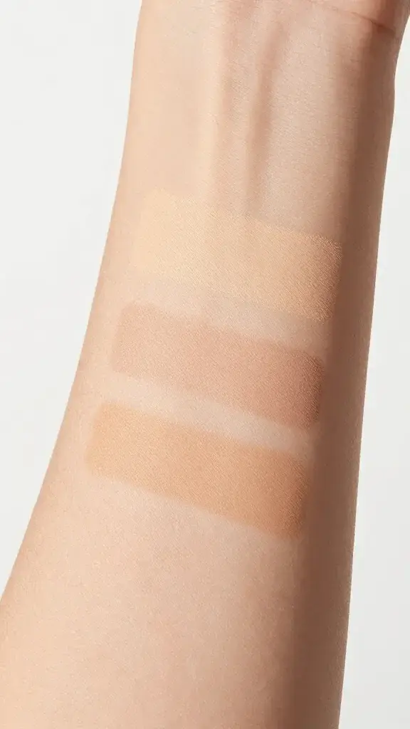 Foundation swatches light-to-medium shades on forearm