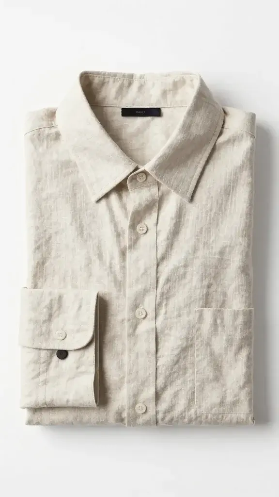 neutral linen shirt folded with packing cubes