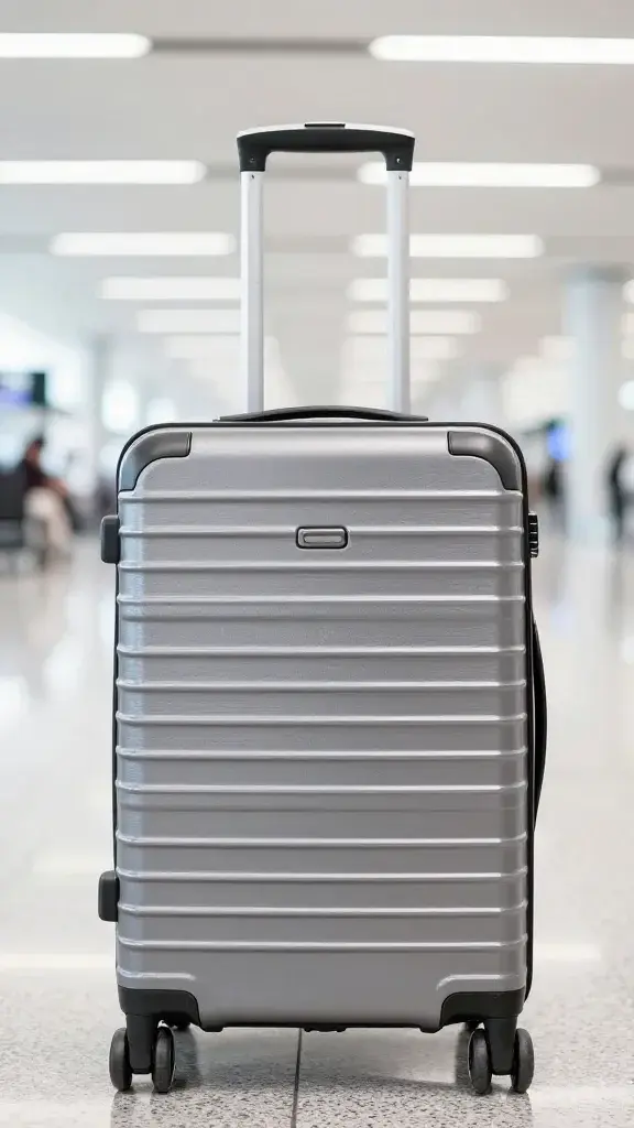 tidy carry-on in bright airport lighting