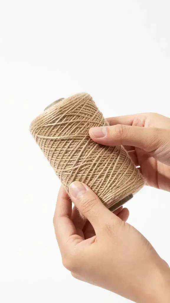 hand checking tight jute weave, studio lighting